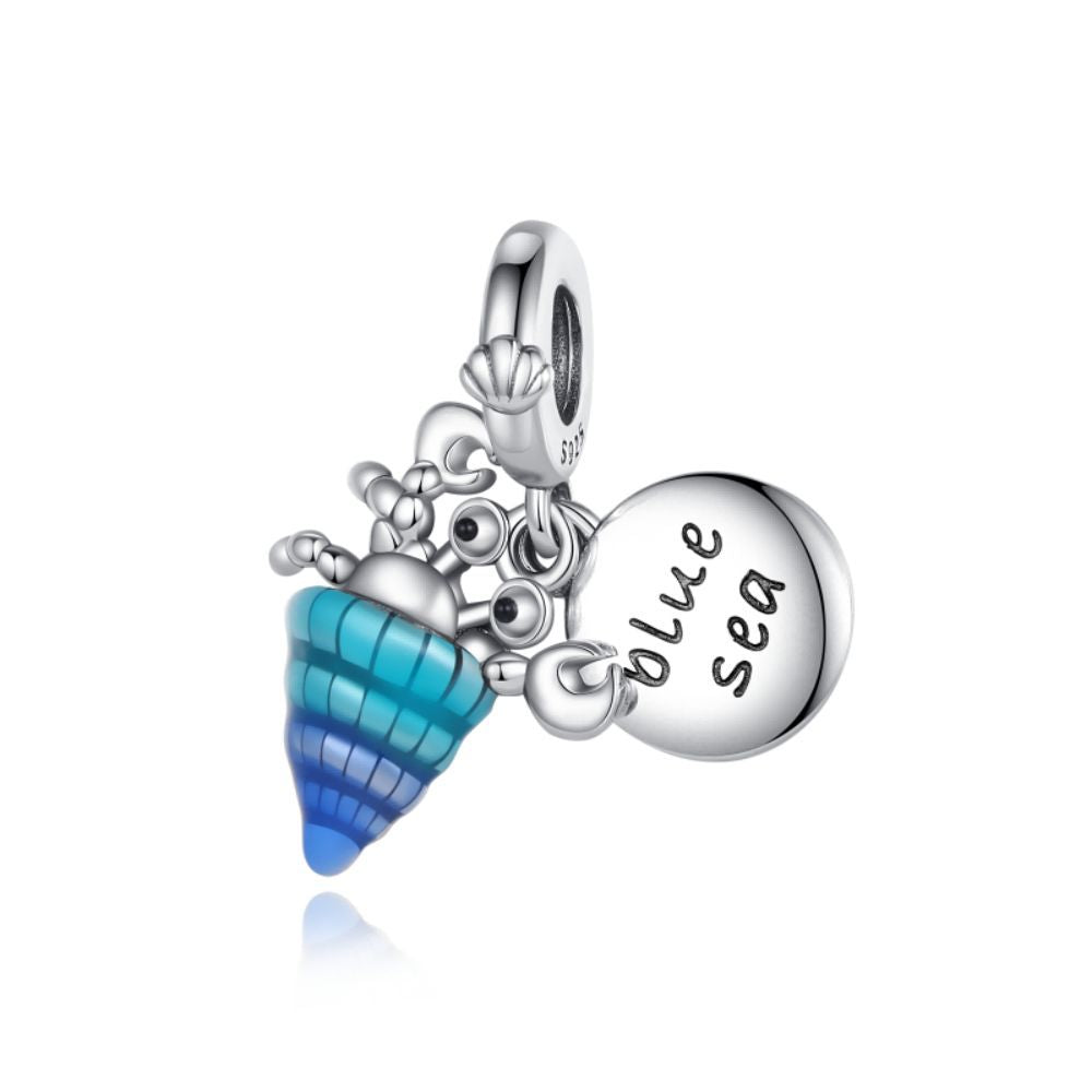 S925 Silver Blue Sea Dangle Charm For Bracelet and Necklace