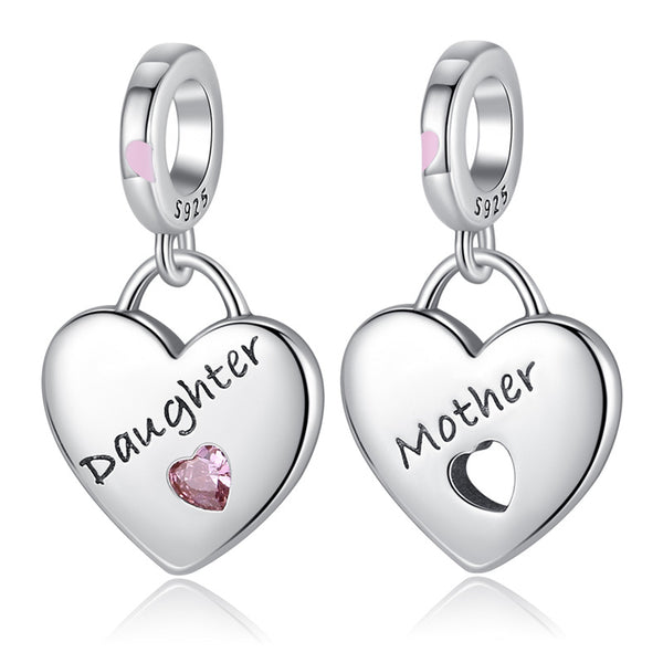 S925 Silver Mother and Daughter Dangle Charm For Bracelet and Necklace