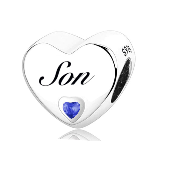 S925 Silver Son Heart Charm Bead For Bracelet and Necklace