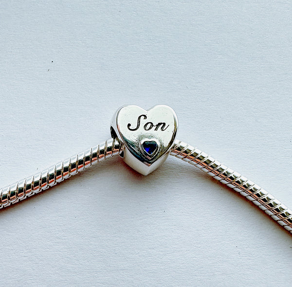 S925 Silver Son Heart Charm Bead For Bracelet and Necklace