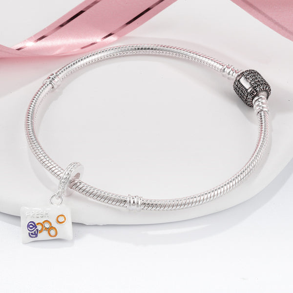 S925 Silver Cartoon Cute Candy Bag Charm Snack Bag DIY Charm For Bracelet and Necklace