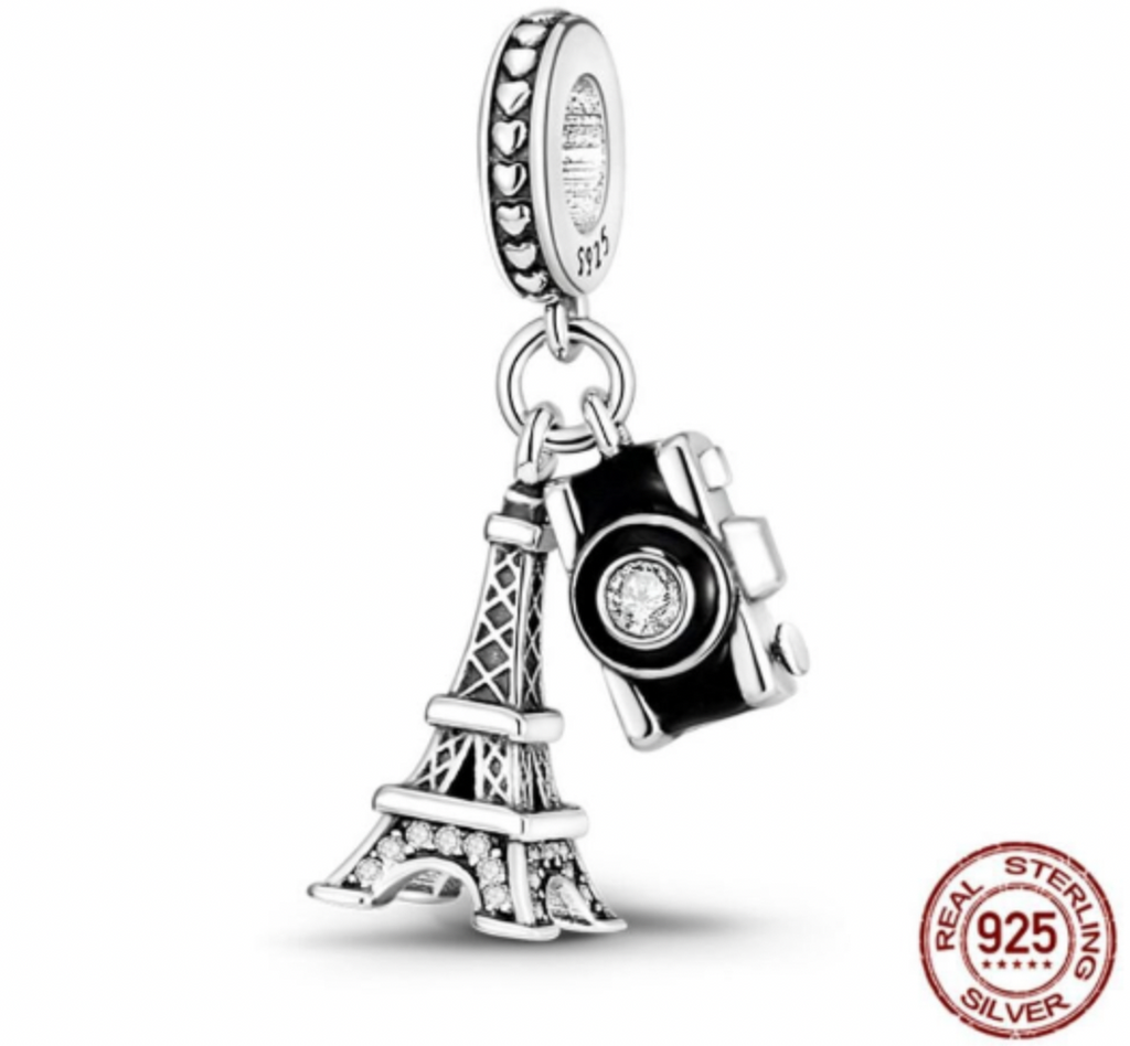 S925 Silver Paris Eiffel Tower Dangle Charm For Bracelet and Necklace