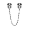 S925 Silver Ornate Hearts Safety Chain For Bracelet