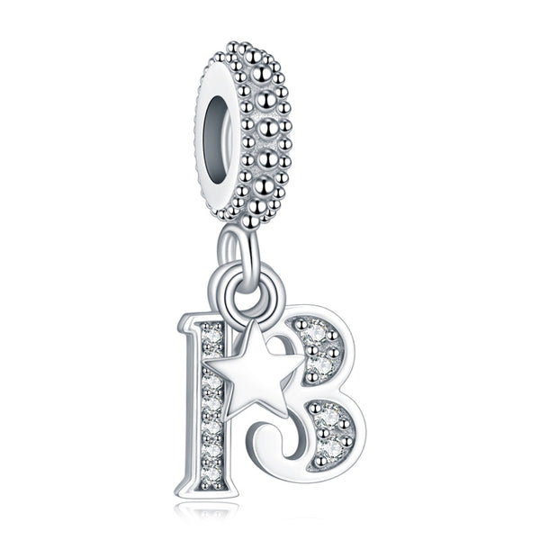 S925 Silver 13th Birthday Dangle Charm For Bracelet and Necklace
