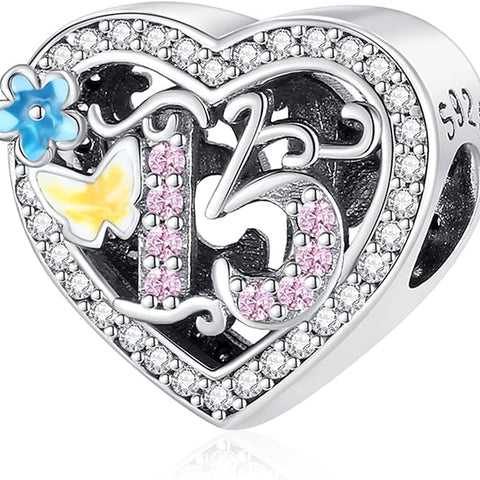 S925 Silver 15th Birthday Charm For Bracelet and Necklace