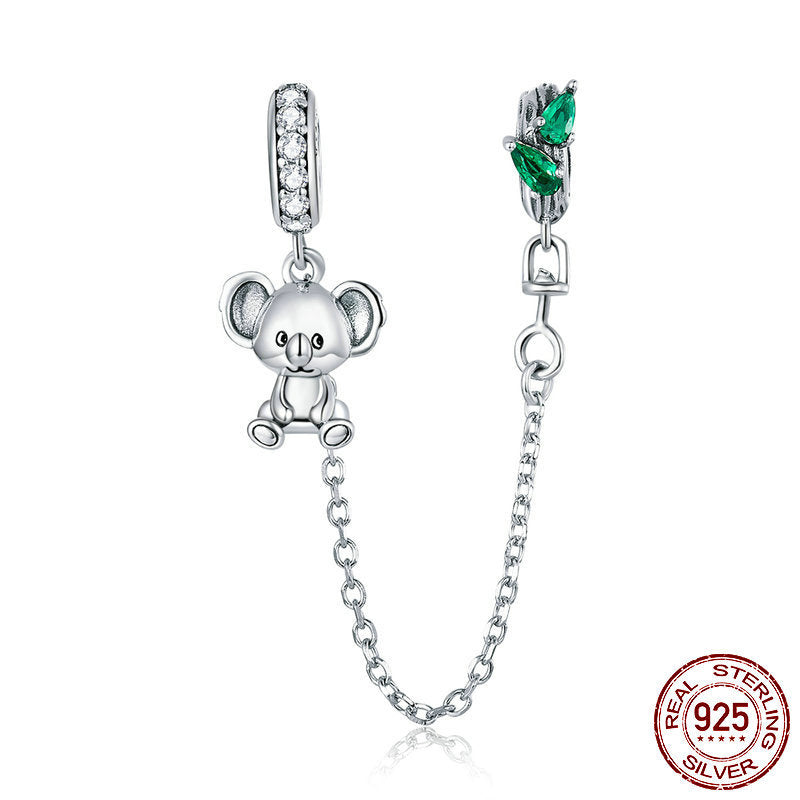 S925 Silver Koala Safety Chain Charm DIY For Bracelet