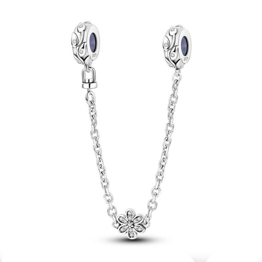S925 Silver Flower Leaf Safety Chain For Bracelet