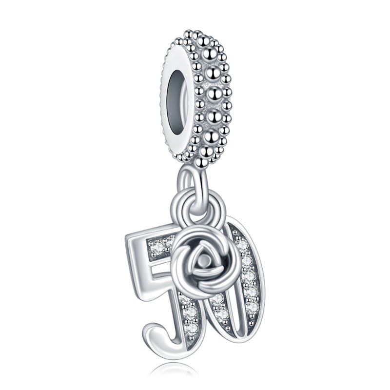 S925 Silver 50th Birthday Dangle Charm For Bracelet and Necklace