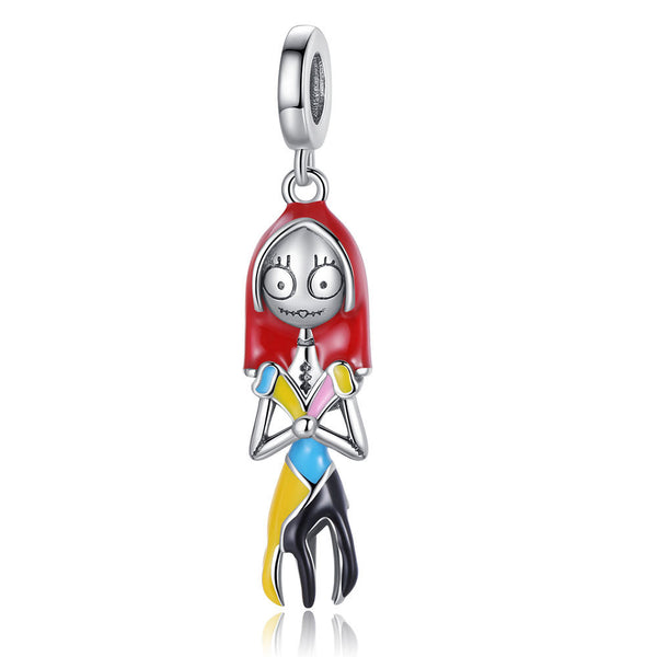 Vampire Red Hair Sally Skull Dangle Charm