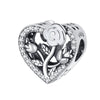 S925 Silver Flower Heart Charm For Bracelet and Necklace
