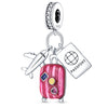S925 Silver Travel Airplane Suitcase Passport Charm