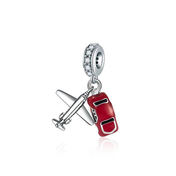 S925 Silver Airplane With Car Charm
