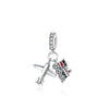 S925 Silver Airplane With Train Charm
