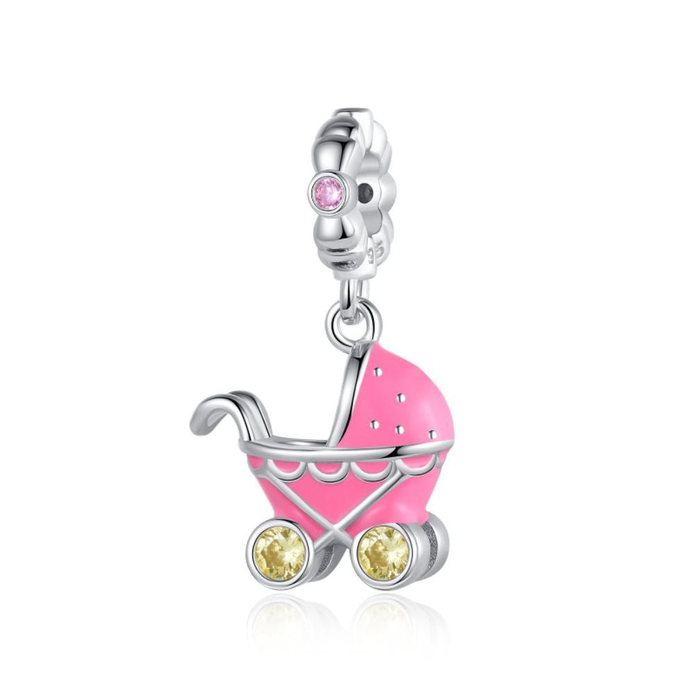 S925 Silver Baby Carriage Charm