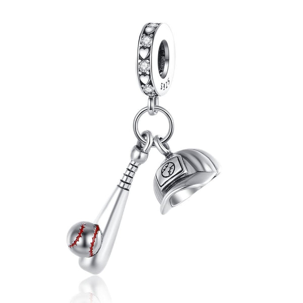 S925 Silver Baseball Charm