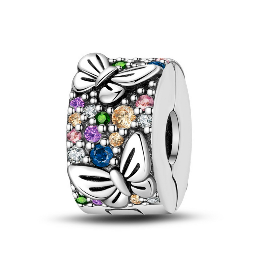 S925 Silver Colourful Feather Clip Charm For Bracelet