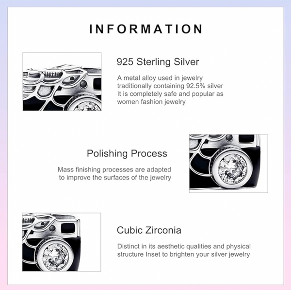 S925 Silver Camera Charm