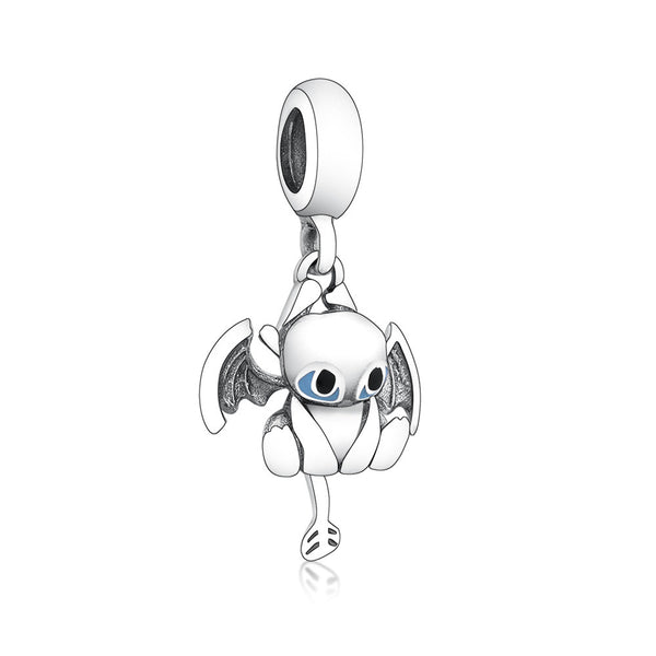 S925 Silver White Flying Dragon's Dangle Charm