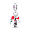 S925 Silver Flower With Love Wine Charm