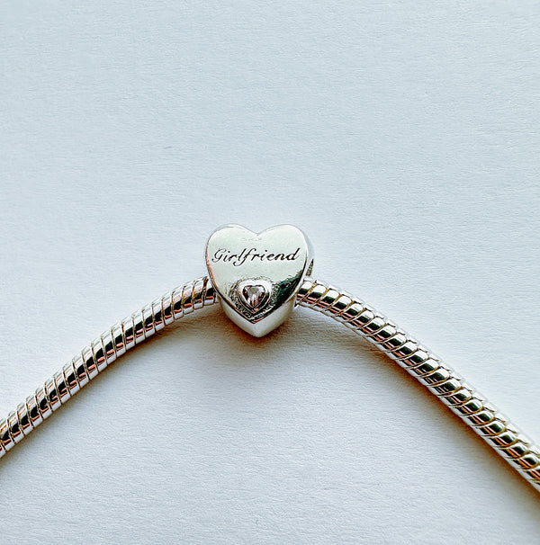 S925 Silver Girlfriend Charm Heart Bead For Bracelet