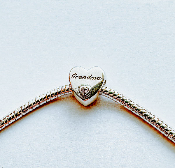 S925 Silver Grandma Charm Heart Bead For Bracelet