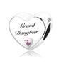S925 Silver Granddaughter Love Heart Charm Bead For Bracelet and Necklace