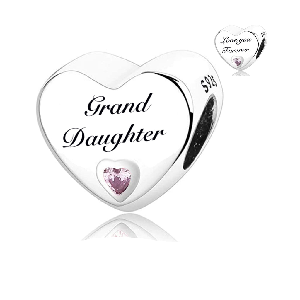 S925 Silver Heart Granddaughter Charm Bead For Bracelets
