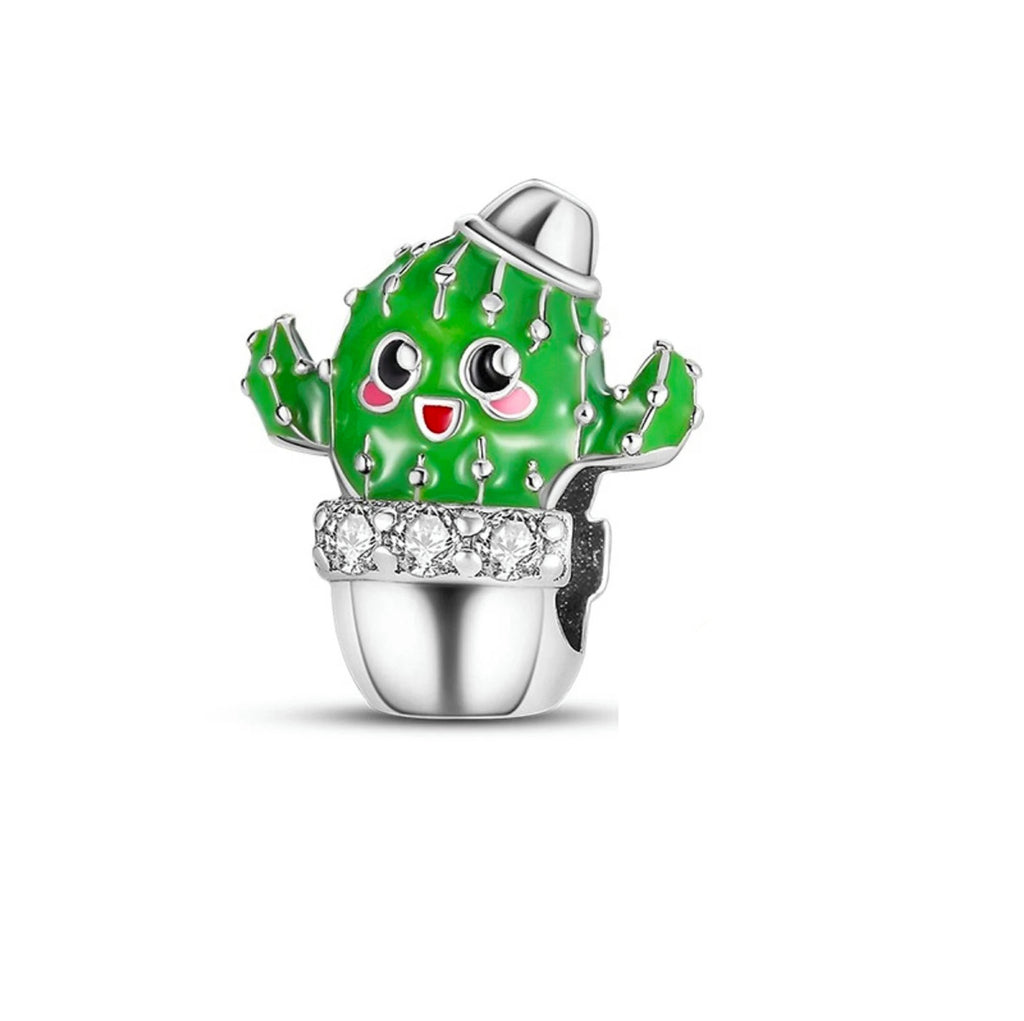 S925 Silver Green Cactus Charm