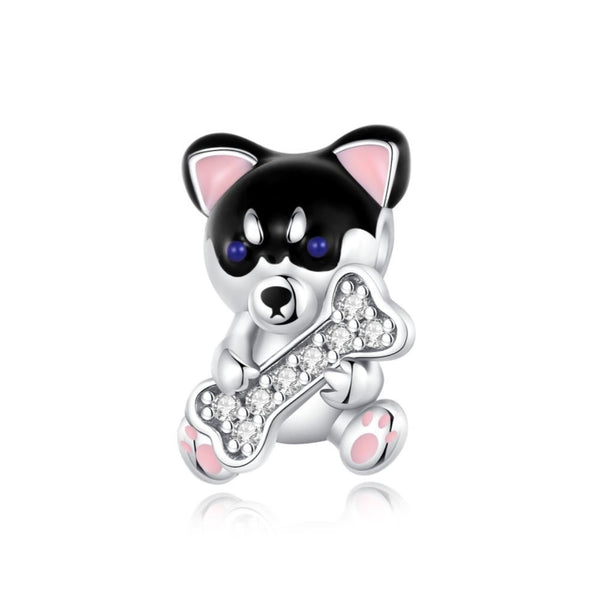 S925 Silver Husky Dog Charm