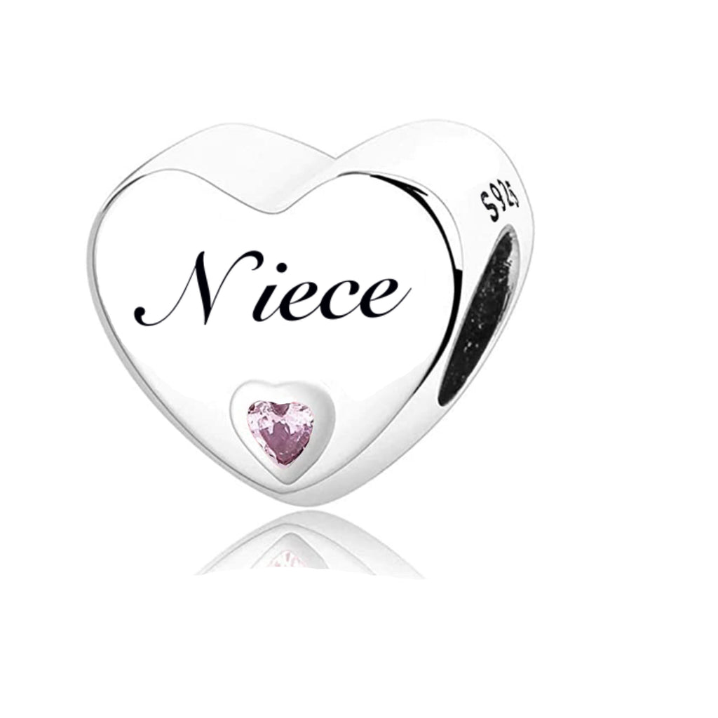 S925 Silver Niece Charm Heart Bead For Bracelet
