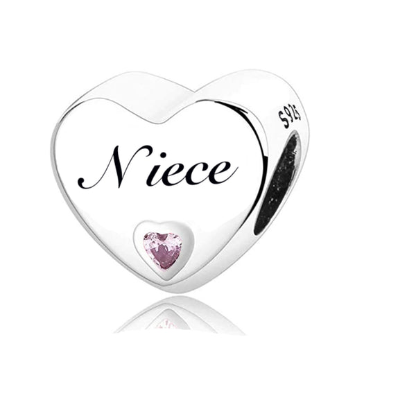 S925 Silver Niece Charm Heart Bead For Bracelet