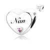 S925 Silver Heart Nan Charm Bead For Bracelets