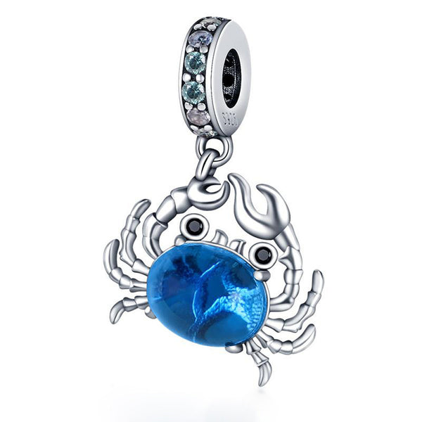 S925 Silver Blue Crab Charm For Bracelet and Necklace