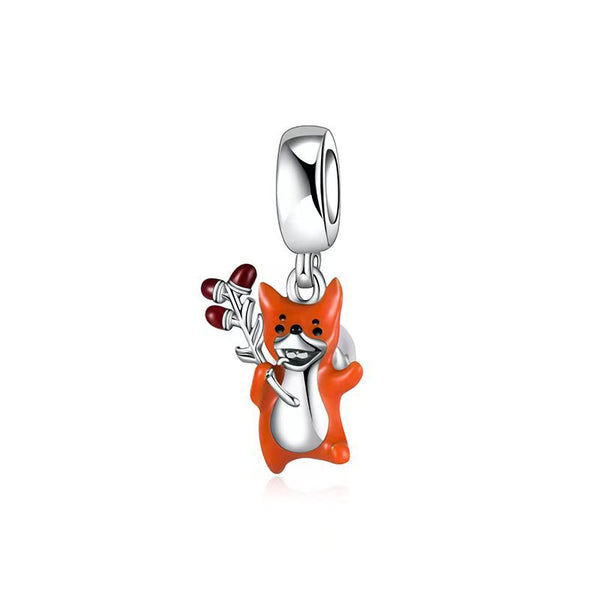 S925 Silver Naughty Fox Dangle Charm For Bracelet and Necklace