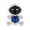 S925 Silver Spaceman With Blue Heart Charm For Bracelet