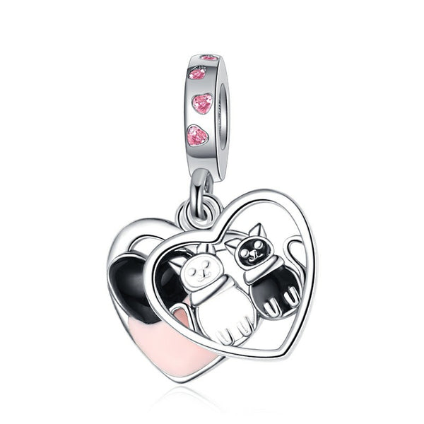 S925 Silver Cats Charm