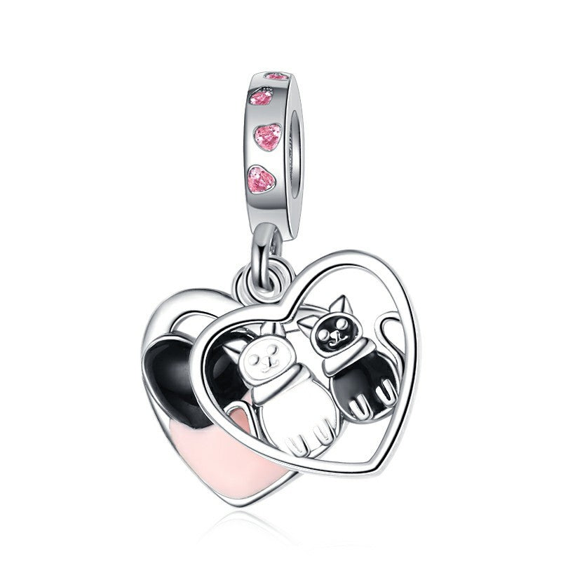 S925 Silver Cats Charm