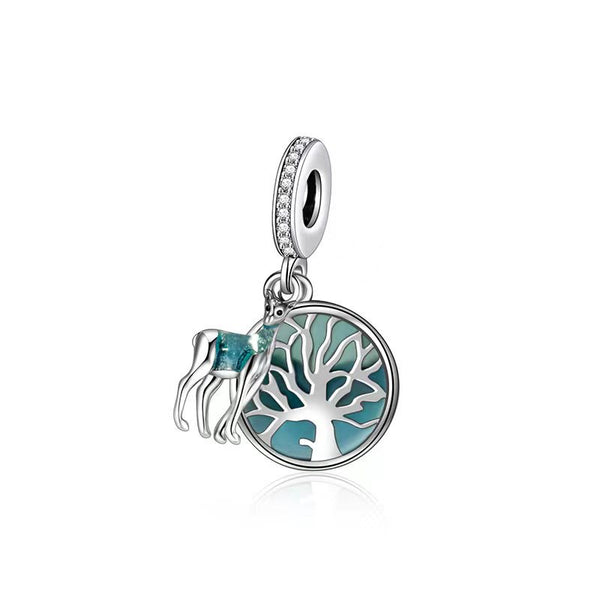 S925 Silver Deer Dangle Charm