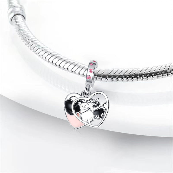 S925 Silver Cats Charm