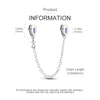 S925 Silver Peach Heart Safety Chain Charm For Bracelet