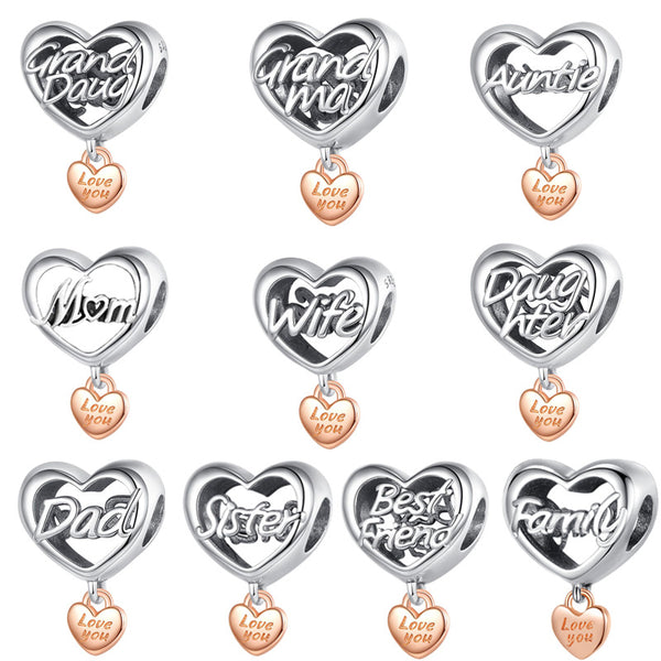 S925 Silver Family Charms For Bracelet and Necklace