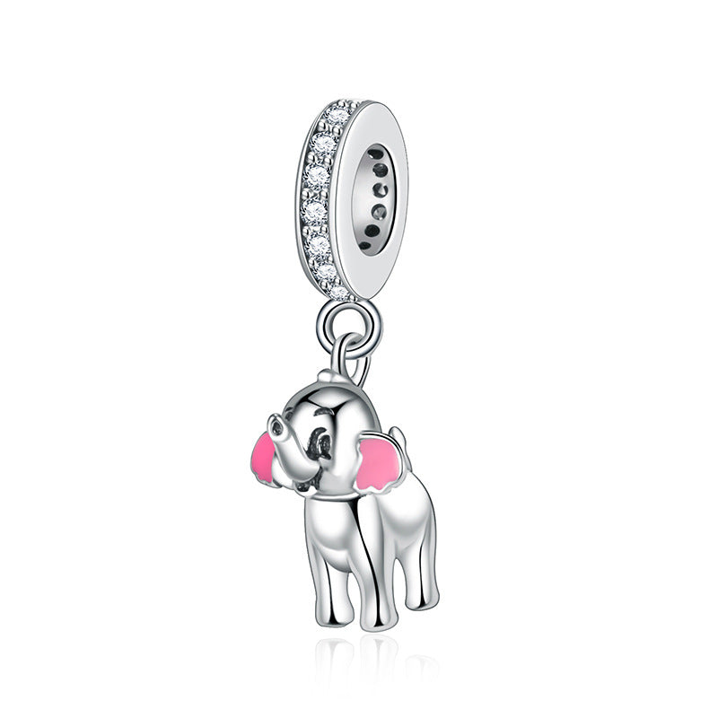 S925 Silver Elephant Dangle Charm For Bracelet and Necklace