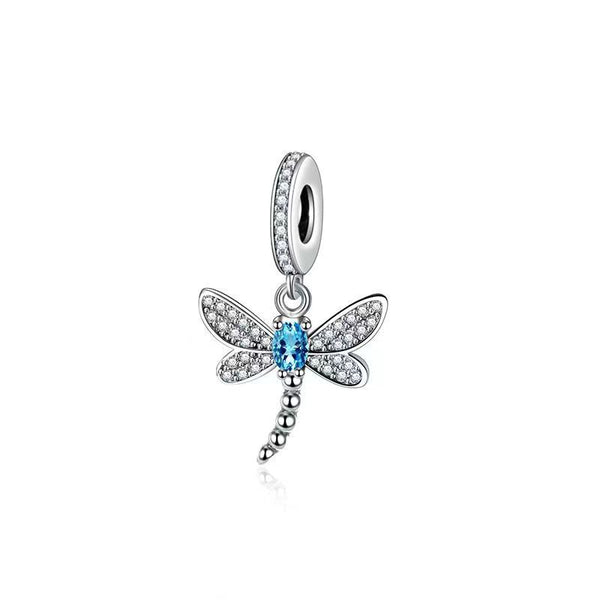 S925 Silver Dragonfly Dangle Charm For Bracelet and Necklace