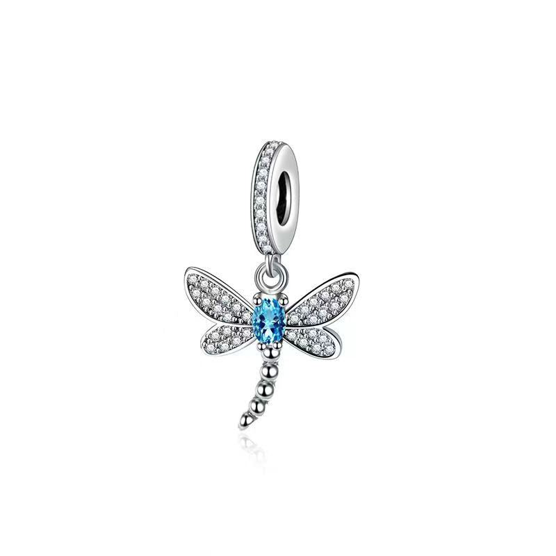S925 Silver Dragonfly Dangle Charm For Bracelet and Necklace