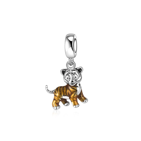 S925 Silver Tiger Dangle Charm For Bracelet and Necklace