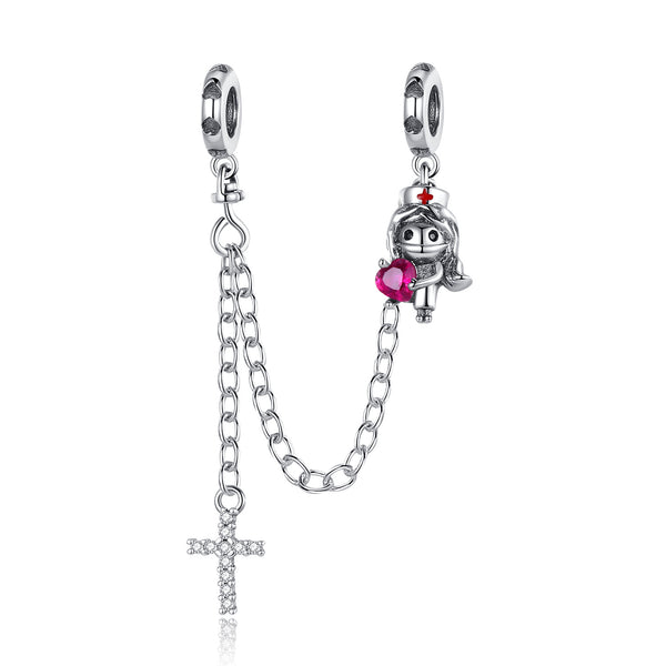S925 Silver Nurse Doctor Safety Chain For Bracelet