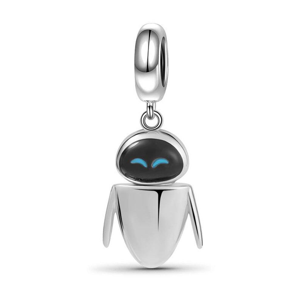 S925 Silver AI Robot Dangle Charm For Bracelet and Necklace