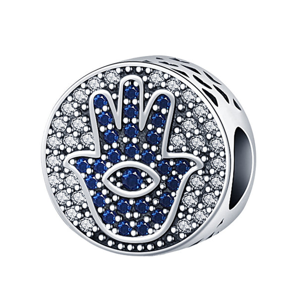 S925 Silver Round Evil Eye Charm