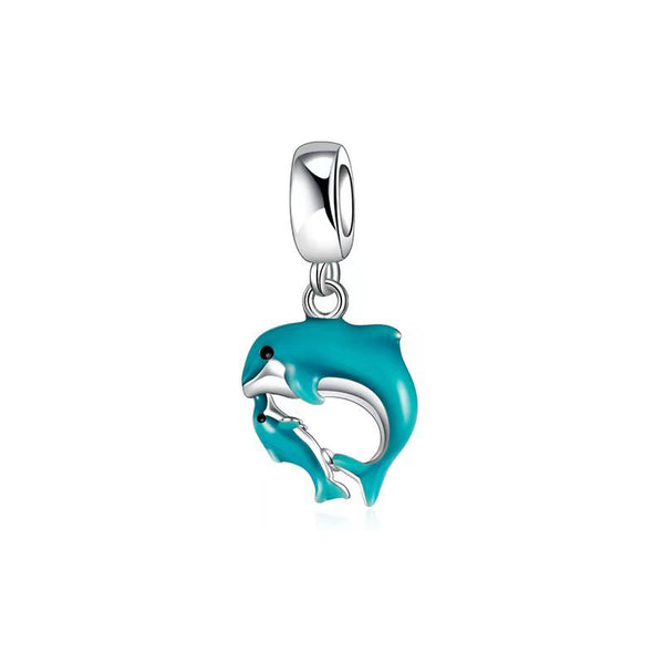 S925 Silver Dolphin Dangle Charm For Bracelet and Necklace