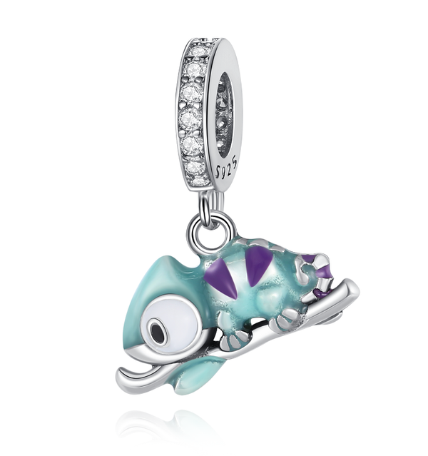 S925 Silver Chameleon Dangle Charm